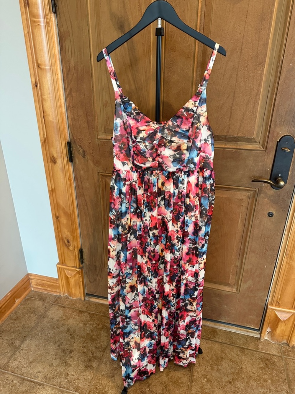 Torrid Size 2 18/20 Floral Adjustable Spaghetti Strap Maxi Dress (Floral Mesh)